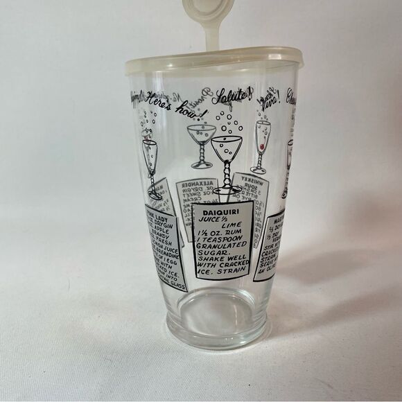Vintage MCM Atomic Age cocktail recipe mixer cup with lid - Picture 6 of 9